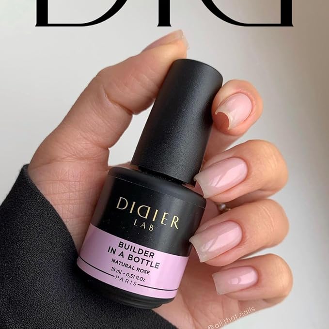 Didier Lab Premium Nail Builder Gel in a Bottle Natural Rose - LED UV Builder Gel for Strengthening and Repairing Natural Nails - 0.51 fl oz