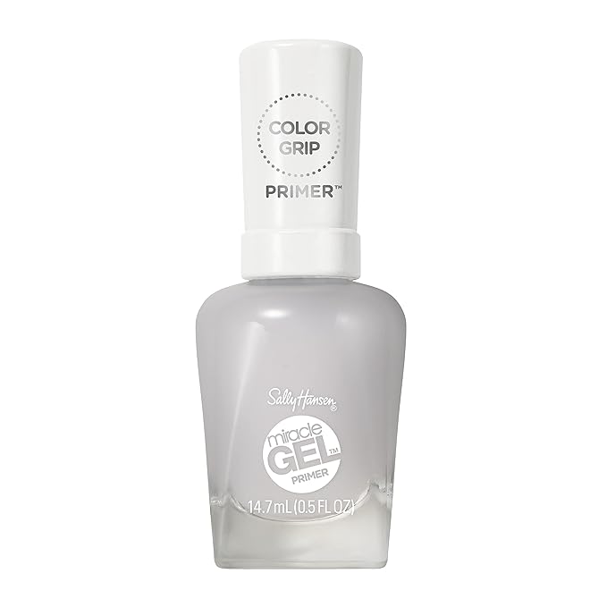 Sally Hansen Miracle Gel Nail Polish Color Grip Primer and Base Coat| Salon Quality, Gel-Like Formula, Two-Step System, No UV Light Needed, Long Lasting | Clear, Glossy