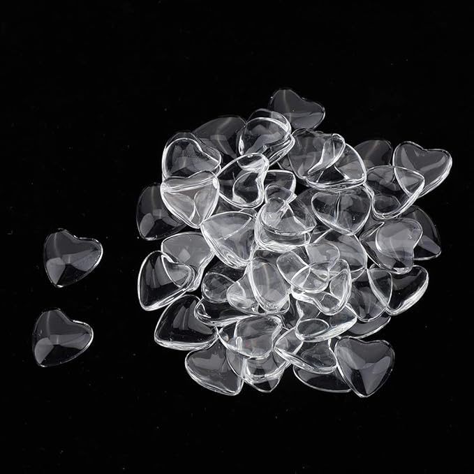 Nail Art Display Card, 50pcs Transparent Nail Polish Color Display Card Portable Polish Gel Color Glass Card Nail Art Practice Design Tool(Heart Shape)