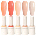 VENALISA 10 ML Pink Gel Nail Polish Set with DIY Nail tips Kit, 5 Pcs Baby Pink Light Nude Gel Polish Color High Gloss Soak Off U V Nail Manicure Salon DIY