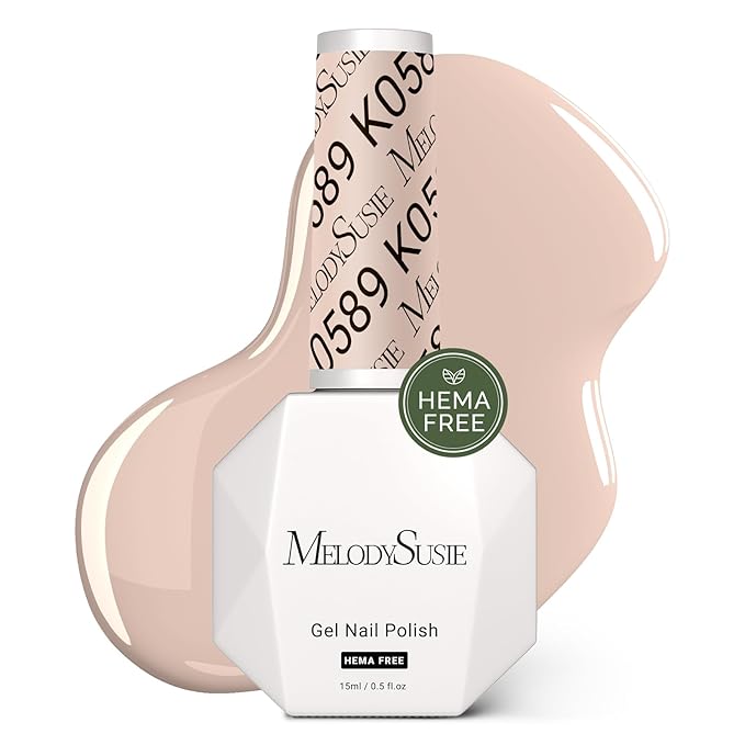 MelodySusie Hema Free Gel Nail Polish, 0.5 Fl Oz Thick Beige Nude Pink Gel Polish, Non-Toxic, Long Lasting, Soak Off UV Nail Polish, Manicure Nail Design Salon DIY Nail Art at Home K0589