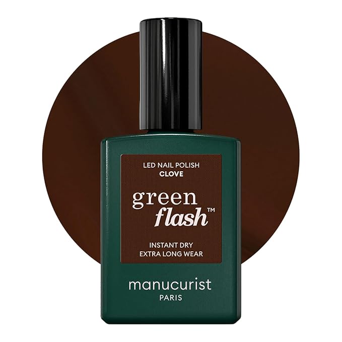 Manucurist Green Flash Gel Polish - Clove (Chocolate Brown) - UV & LED Gel Nail Polish - 12-Free, Bio-Sourced (84%) - Professional Manicure - 15 ml