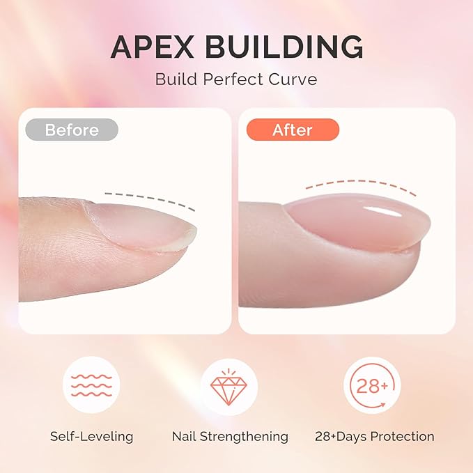 MelodySusie 2PCS 15ML Clear Builder Nail Base Gel for Nails Thickening,Soak Off UV Extension Gel,Rhinestone Nail Glue in a Bottle for Nail Art Design Gift for Women