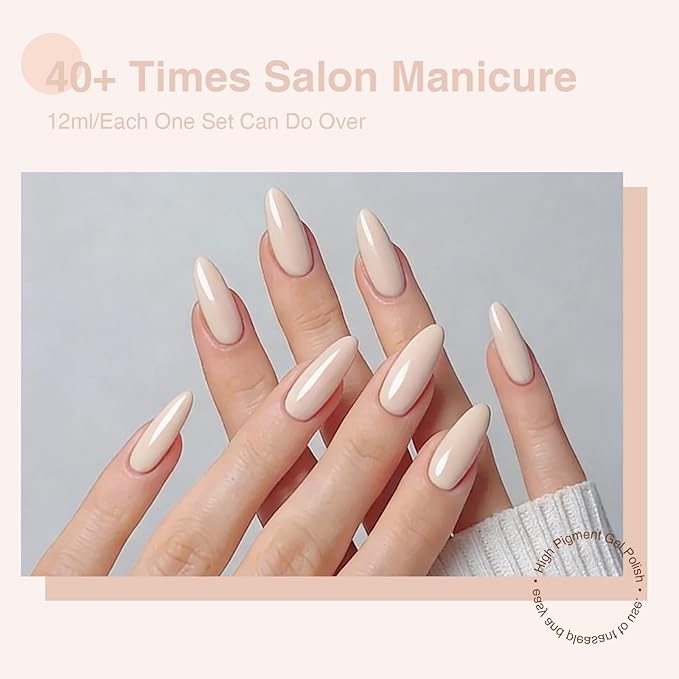 6Pcs 12ml Gel Nail Polish Set with Nude Brown, Gel Polish Kit for Salon DIY at Home, Soak Off LED UV Gel Nail Polish, Gifts for Women Girls