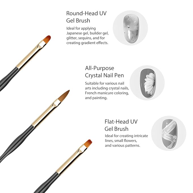 Nail Brush Wooden Nail Brush Acrylic Nail Art Brushes Nail Pens Nail Gradient Brush Nail Design Brushes Nail Art Tools （5Pcs for pack）