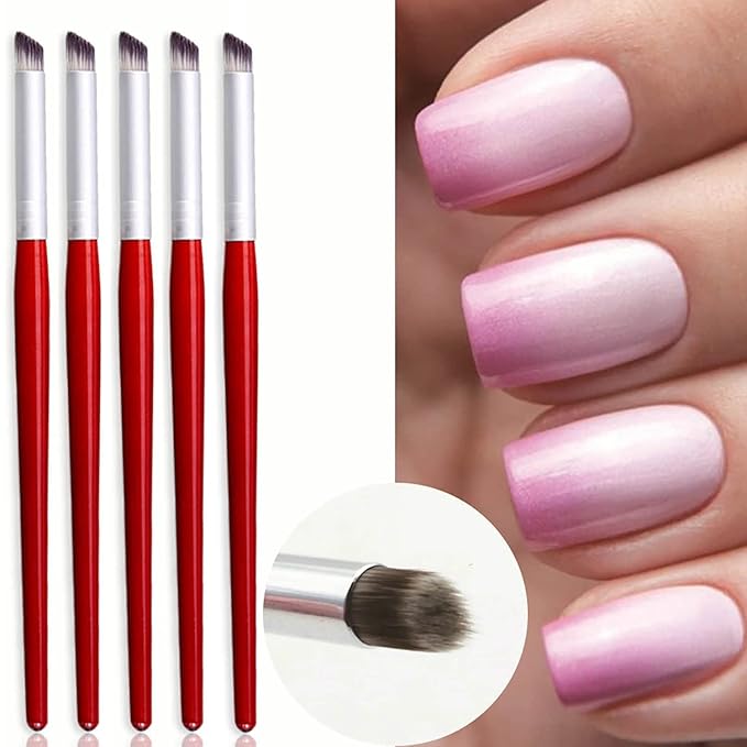 DANNEASY 5Pcs Ombre Nail Brush Wooden Nail Ombre Brush Acrylic Nail Art Brushes Nail Pens Nail Gradient Brush Nail Design Brushes Nail Art Tools