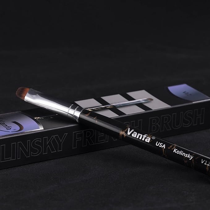 Vanfa French Brush for Nails, Gel Nail Brush, Clean up brush, Nail Art Brush With Kolinsky Hair (V12 - Pack of 1)