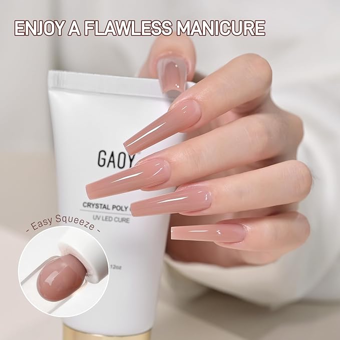 GAOY Crystal Poly Gel, 60g Nail Extension Enhancement Builder Gel, for Beginner & Professional Nail Art Salon DIY at Home, Nude 03
