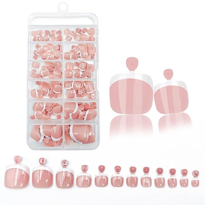 120Pcs French Tip Press on Nails Short Square Fake Nails Chrome Mirror Acrylic Nails Glossy Nature Artificial False Nails Nude Glue on Nails for Women Girls Manicure Nails Decoration