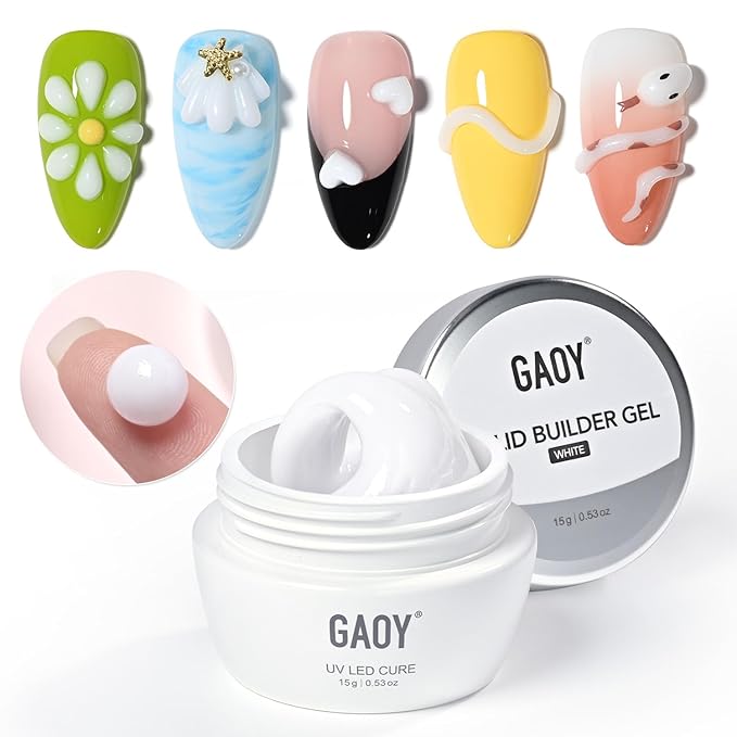 GAOY White 3D Sculpting Gel for Nail Art, 15g Solid Nail Gel Non-Sticky Hard Builder Gel for Carving, Molding and Building