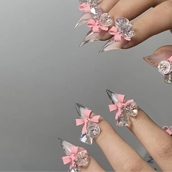 Halloween Press Claw on Nails Long Short Medium Curved Stiletto Handmade Gothic Design Horror Vampire False Nails Dragon Cat Claw Press on Nails Glossy Glue on Nail Thick Acrylic False Nails