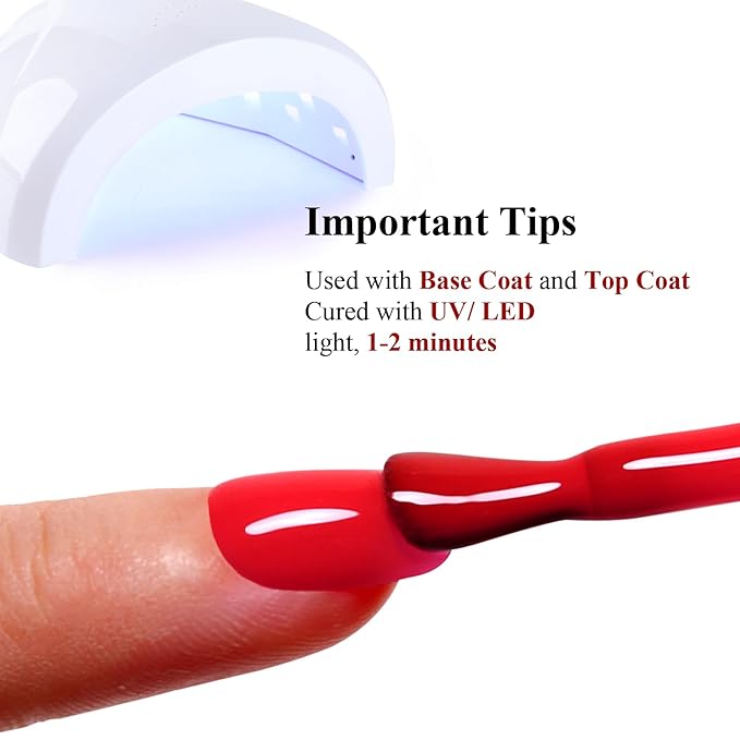 Neon Gel Polish, 0.5 Fl Oz Neon Red Gel Nail Polish Spring Summer Soak off LED UV Gel Nail Polish Art Starter Manicure Salon DIY Nail Gel Polish