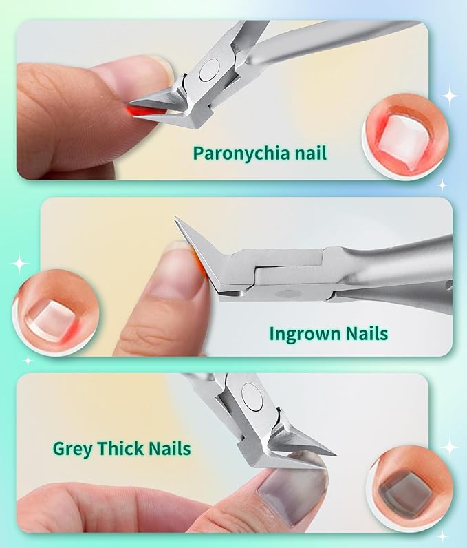 Toenail Clippers - Straight Slanted Blade for Ingrown and Thick Nails, Light Weight Sharp Pointed Tip Toe Nail Cutter, Stainless Steel Heavy Duty Podiatrist Tools for Seniors Men (Silver)