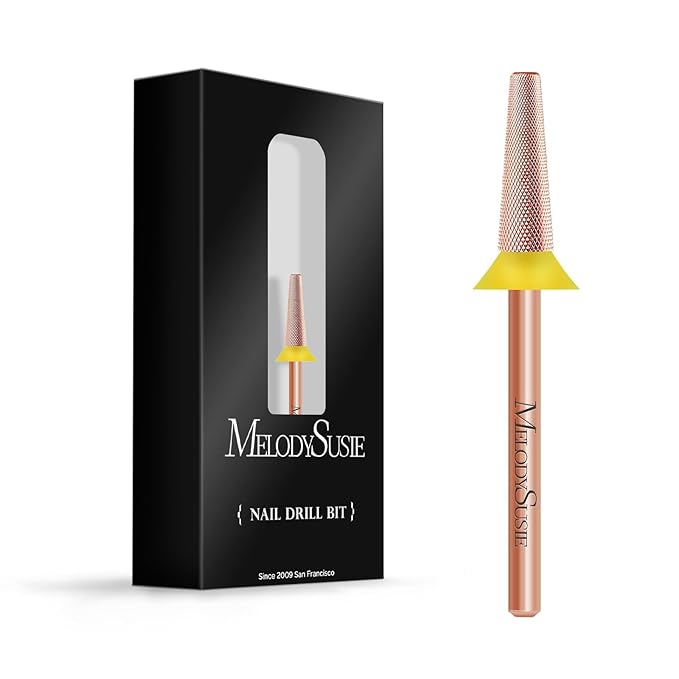 MelodySusie Tapered Barrel Nail Buffer Bit, Professional Safety Carbide Nail Bit for Nature Nail Bed Cuticle Dead Skin Cleaning Nail Prepare, Two Way Rotate, Manicure Nail Salon Supply, Rose Gold, XF