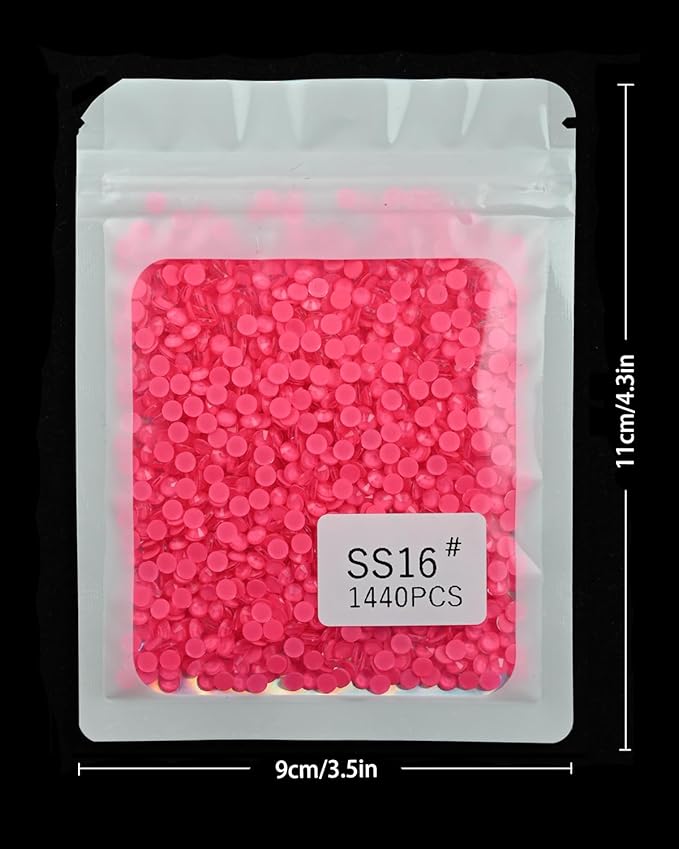 Flatback Glass Rhinestones,Bedazzler Gems 1440pcs Non Hotfix Crystal Rhinestones for Crafts Nail Charms Clothes Tumblers,Watermelon Red Neon,SS16