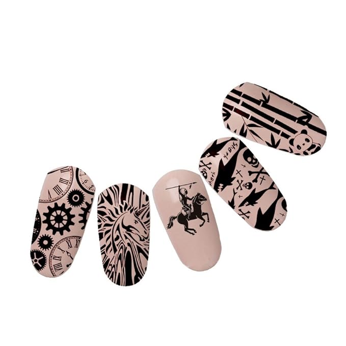 Mezerdoo 10Pcs/lot DIY Manicure Template Unicorn Horses Shark Design Nail Stamping Plates Image