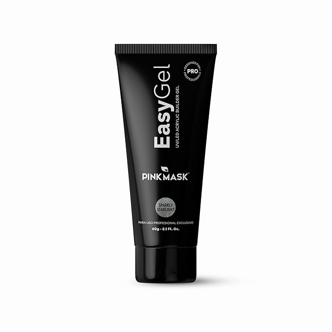 PINK MASK Easy Gel 2oz 60g- Sparkly Starlight, Professional Builder Enhancement Gel-Quick Nail Extension for Beginner DIY, Nail Strengthener-Long Lasting-Salon Quality-Thickening Solution