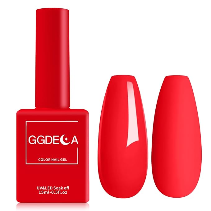 15ml Bright Red Gel Nail Polish, Neon Red Gel Polish, Coral Color Same Color Same Bottle, High Gloss U V Soak Off Nail, DIY Sparkle Manicure Salon
