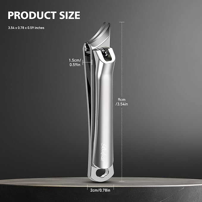 Slanted Curved Blade Ingrown Toenail Clippers for Thick Toenails, Angled Toe Nail Fingernail Cutter Trimmer for Seniors and Men - Black (Pear Silver)
