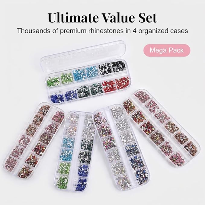 Colorful DIY Bedazzler Kit, 2026 New Versatile Nail Art Rhinestones for Crafts, Upgraded Crystal Gems for Bedazzling Nails, Crystals for Nail and Makeup (Colorful-A)
