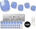 Semi Cured Gel Nail Strips – 32 Pcs Gel Pedicure Stickers - UV Nail Wraps for Toenails, Easy Application, Long Lasting, Salon Quality & UV Light Required - Blue Sky P