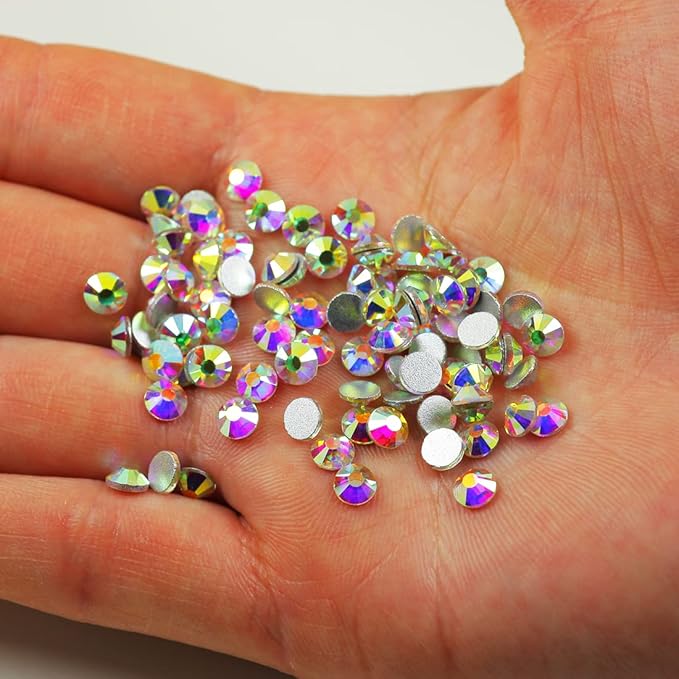 genie crystal AB ss20 Flatback Rhinestones,2016 pcs 5mm Glue fix Glass Diamond Rhinestone gems, AB Stones for Decoration, DIY Crafts, tumblers, Makeup, Dress,Shoes