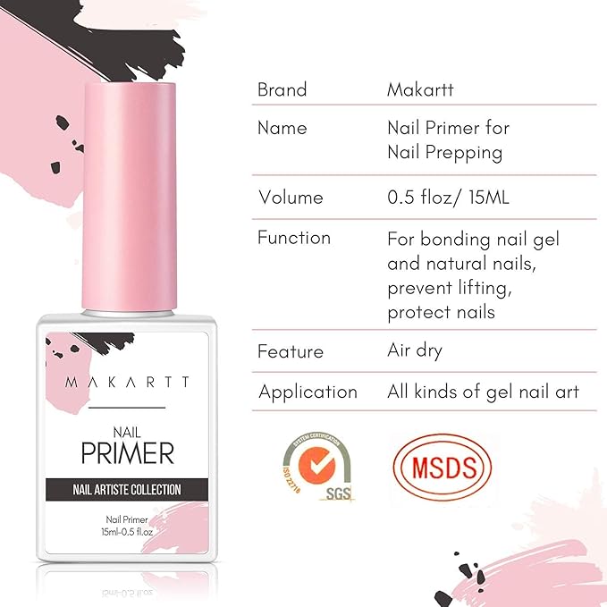 Makartt Nail Primer Natural Nail Dehydrator and Primer for Acrylic Nails Gel Polish Bundle 3 in 1 Nail Glue Gel for Fake Nails(Curing Needed), Super Strong Acrylic Nails Glue