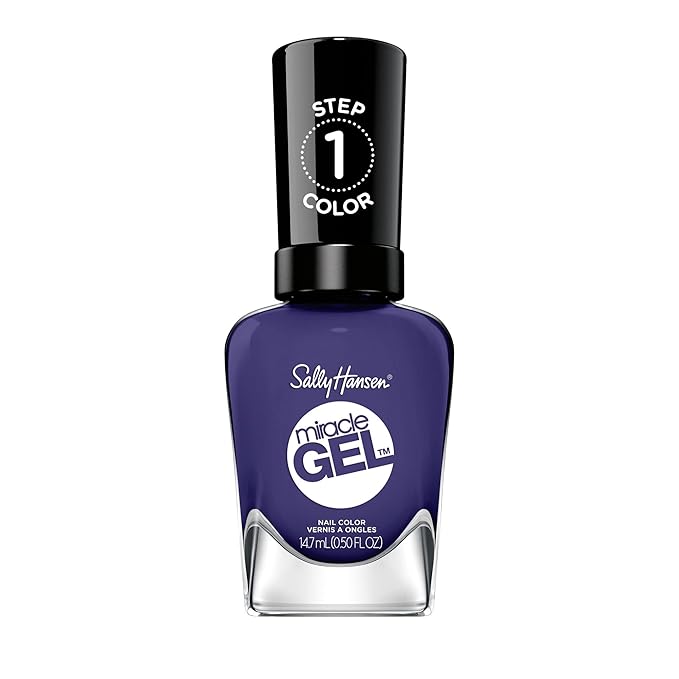 Sally Hansen Miracle Gel Salon Quality Nail Polish | Gel-Like Formula, Two-Step System, No UV Light Needed, Long Lasting | Opaque, Glossy | 605 Desert Reign | Dark Purple Nail Color