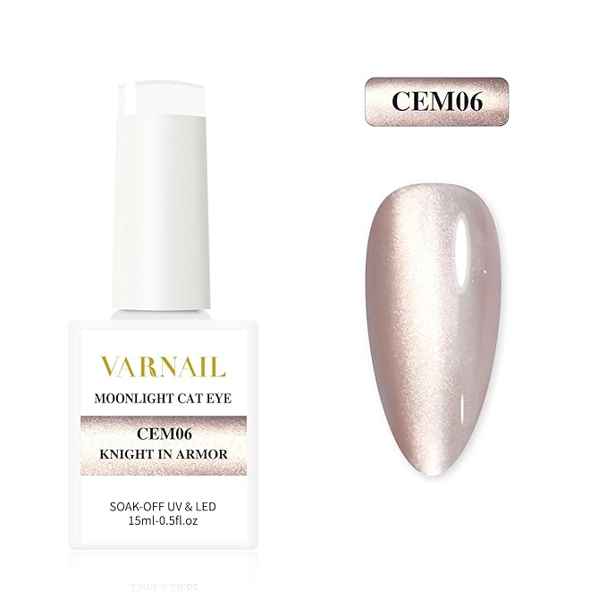 VARNAIL Moonlight Cat Eye Gel Polish Kit 6 Colors, Glitter 9D Holographic Gel Polish with Magnet, Soak off U V Light Nail Polish Set 15 ml/ Bottle, Salon Quality Magnetic UV Nail Polish