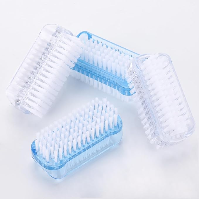 Nail Cleaning Brushes Plastic for Fingernails 2-Sided Non-Slip Nail Brushes 4 Pack(Blue and White)