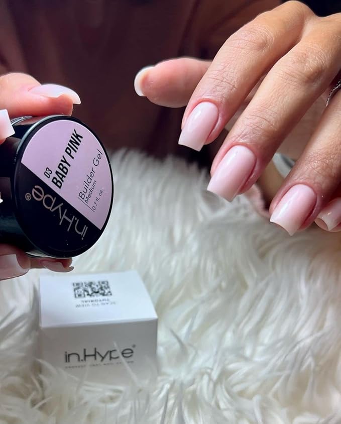 IN.HYPE UV/LED Hard Builder Gel for Nail Extension/Strengthening (Baby Pink#3). Sculpting Color UV gel for nail