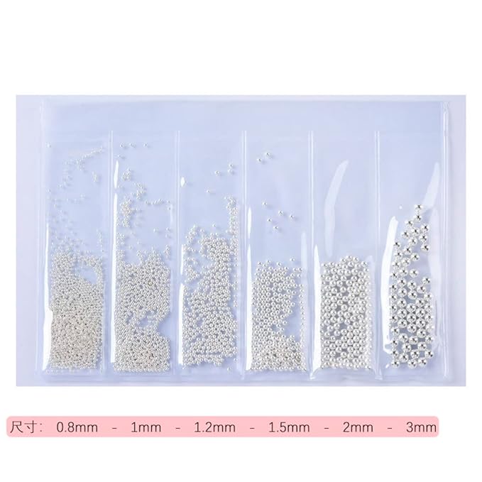 Nail Art Metal Beads 3D Steel Balls Studs Nail Beads Gold & Silver Mixed Size Caviar Beads for DIY Crafts Decoration 6 Size