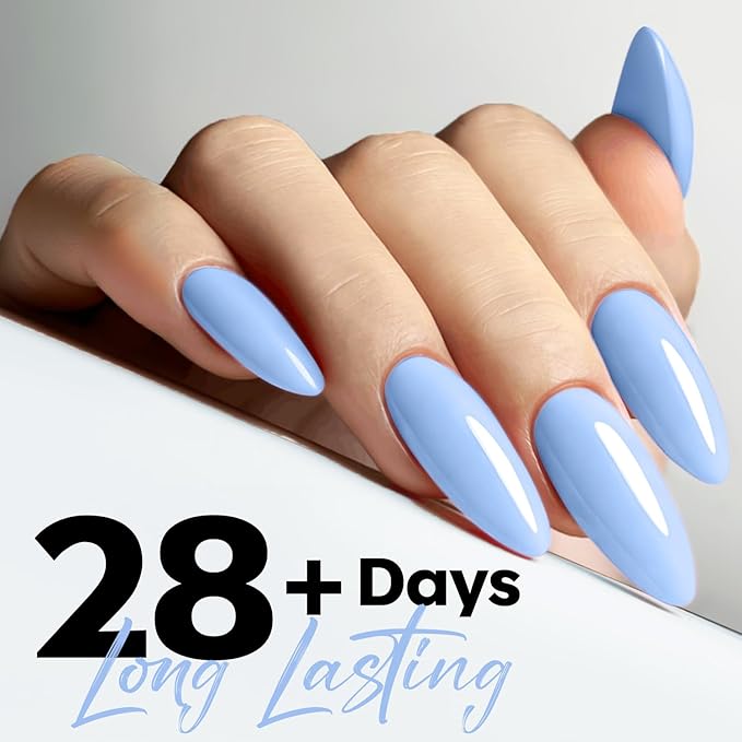 modelones Powder Blue Gel Nail Polish Ligh Blue Pastel Nail Poish Soak Off Pastel U V DIY Gel Nail Manicure 15 ML