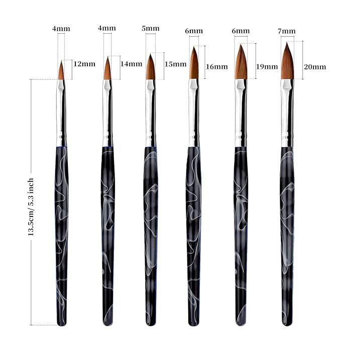 Kalolary 2Pcs Nail Art Dappen Dish with 6Pcs Acrylic Nail Brush Set, Mini Glass Cup with Lid, UV Gel DIY Brush Set, Acrylic Liquid Powder Styling Tool(Black Brush)