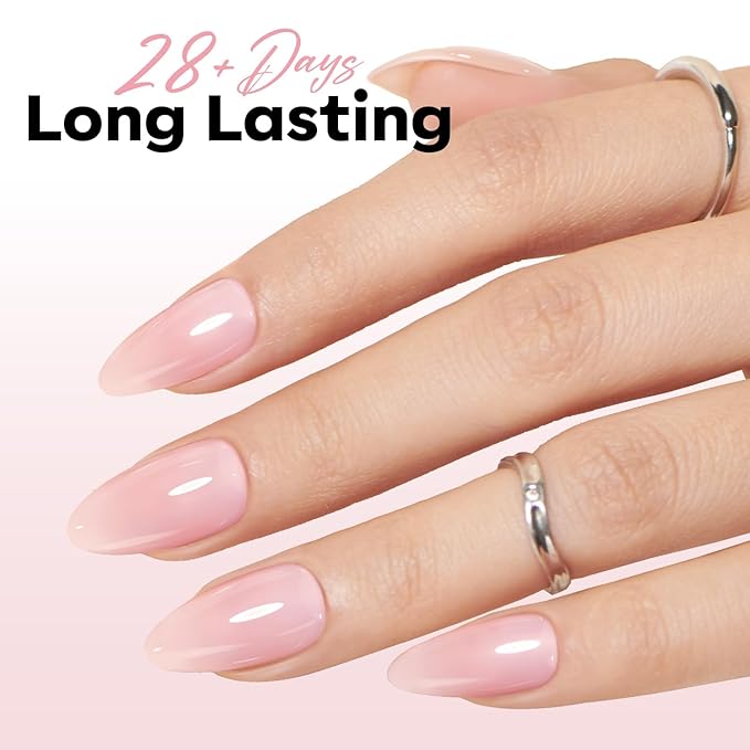 modelones Pink Gel Nail Polish Jelly Nude Pink Gel Polish French Tip Base Colors Sheer Nails Translucent Soak Off U V 15ML