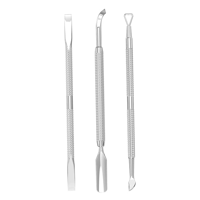 Cuticle Pusher Acetone/Gel/Nail Polish Remover Stainless Steel Professional 3pcs Set Cuticle Scraper Fingernails & Toenails Clean Manicure Tools Cuticle Care for Women&Girl,opove CP-3 (Silver)
