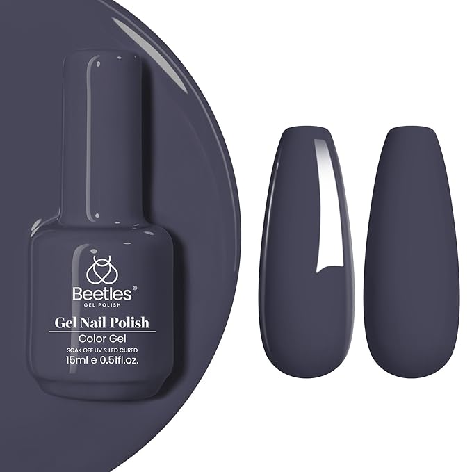 beetles Dark Grey Gel Polish - 15ML Crown Navy Blue Dark Gray Borealis Gel Polish Soak Off Nail Art Manicure Salon DIY Uv Lamp Nail Design Decoration at Home