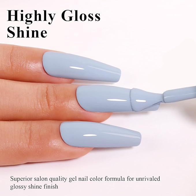 Imtiti Blue Gel Nail Polish, 0.5 Fl Oz Baby Blue Gel Polish Soak Off LED UV Spring Summer DIY Art Starter Manicure Salon