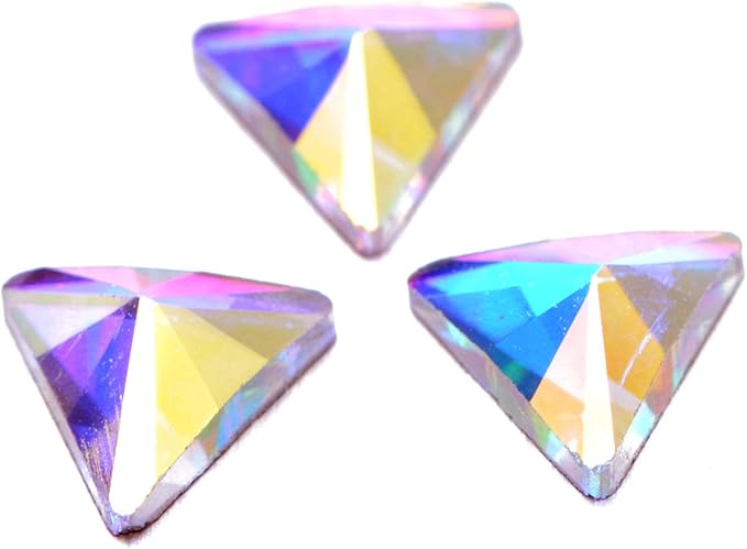 AD Beads Top Czech AB Crystal Flatback Rhinestone Nail Art Decoration Multi Shape (S13 Triangle 5x5mm, 100 Pcs)