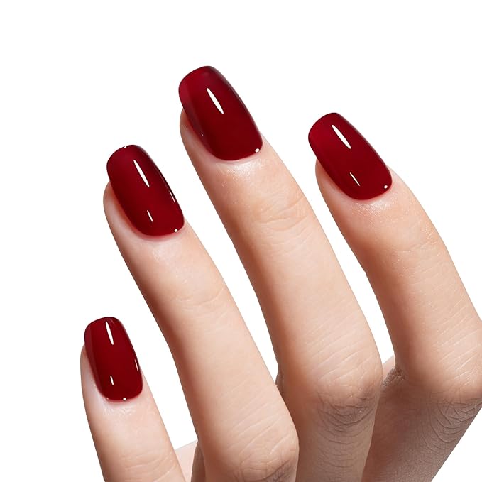 MAYCHAO 15ML Jelly Burgundy Gel Nail Polish 1Pc Jelly Wine Red Gel Polish Soak Off UV LED Nail Polish Nail Art Starter Manicure Salon DIY at Home, 0.5 OZ