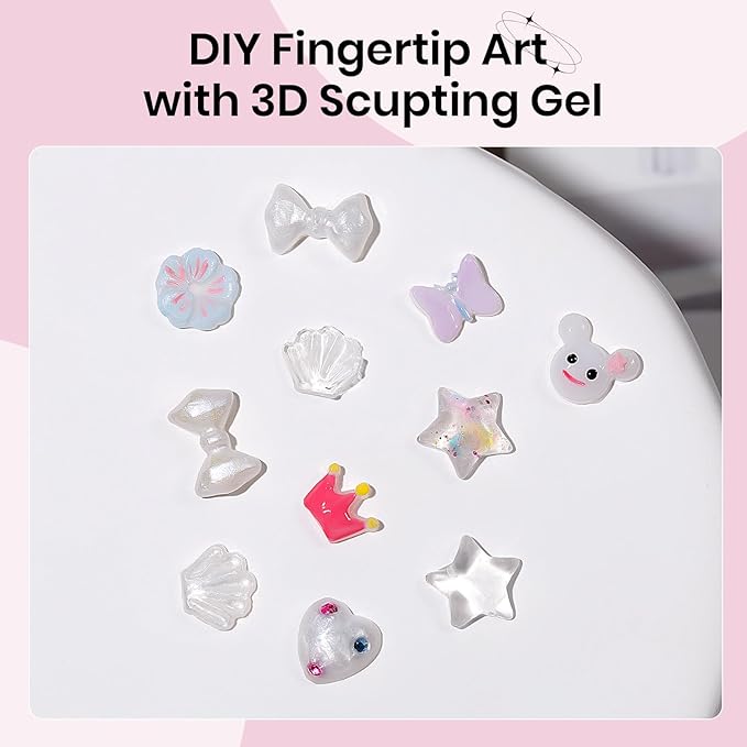 3D Nail Gel Art Pearl White,Solid Gel for Nails Art Non-Sticky Molding Nails for Extension Carving Home DIY Manicure with Nail Art Pen DIY at home