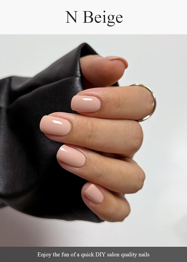 Semi Cured Gel Nail Strips (N Beige), Nude, 20 Pcs Gel Nail Wraps, Stickers, Salon Quality, Long Lasting, Works with Any UV Lamps