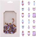 Mix 100pcs Aurora Purple Iridescent Flatback 3D Nail Gems Crystal Shape Diamond Charms Decoration Rhinestones for Nails Accessory
