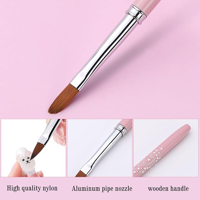 JASSINS Nail Clean Up Brushes,4PCS Gel Polish Nail Brushes Manicure Tools,For Nail Art Design Pen Painting DIY and Cleaning Nail Polish Mistakes on the Cuticles (PINK)