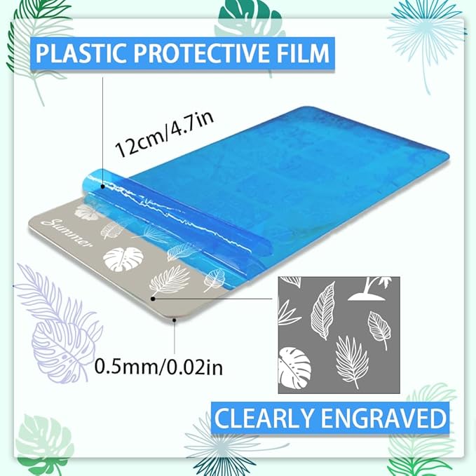 PH PandaHall 3pcs Palm Leaf Nail Art Templates, 87 Patterns Summer Plant Nail Stamping Coconut Tree Nail Art Stencils Stainless Steel Nail Image Plates for Summer Nail Design Print Manicure Salon