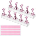 Etercycle Nail Stand Press On Nail Stand Nail Holder for Painting Nails Magnetic Nail Tips Practice Stands with 80Pcs Reusable Putty (Pink)