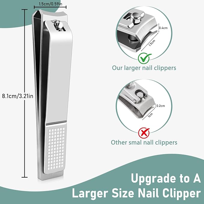 HOFASON 8 Pcs Large Curved Nail Clippers Set for Women Men Easter Stuffers, Stainless Steel Bulk Fingernail Toenail Clipper for Stocking Stuffers, Travel Manicure Pedicure Trimmer Kit