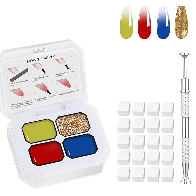 AIJIMEI Ombre Gel, Gradient Painting Gel, Ombre Gel Nail Polish, Including 100 Nail Sponges And Grabbing Pen Suitable For Salons And Family DIY (B8)