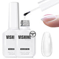 Vishine 2 Pcs Clear Builder Gel 8-in-One Clear Gel Builder for Nail Thickening Natural Nails Transparent Extension Hard Gel Polish Rhinestone Glue for Nail Art Base Coat Needed 16ml
