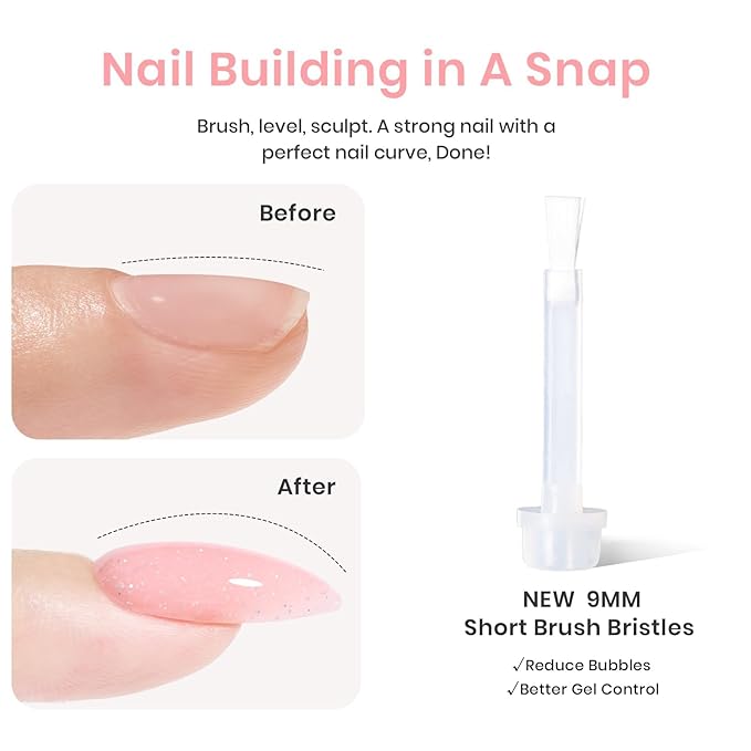 Beetles Builder Gel for Nails-Starlit Nude 8 in 1 Nail Thickening Strengthening Building Apex for Beginner DIY Salon at Home,Shimmer Pink Builder Nail Gel,UV & LED Lamp Cured Needed